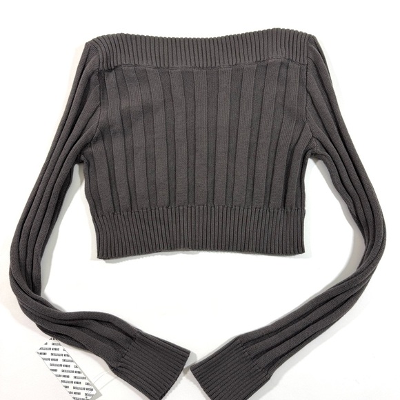 New Silence And Noise Cropped Dark Grey Sweater Long Sleeve - Picture 3 of 7